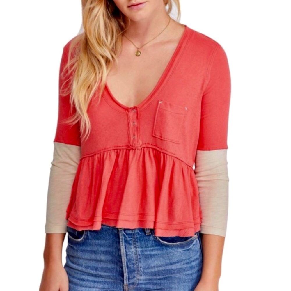*JUST REDUCED* 
Free People Cotton  Crop Top Shirt Camelia  size s small